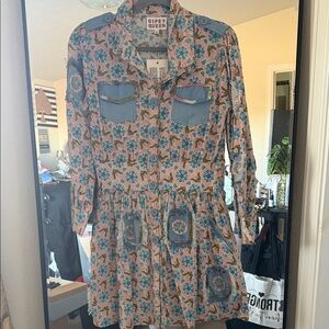 Floral Mini Dress - Pink and Blue